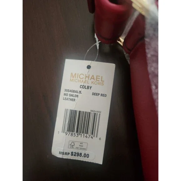 Michael Kors Colby Shoulder Bag Handbag Red Gold Hardware 100% Leather NWT - Picture 8 of 8